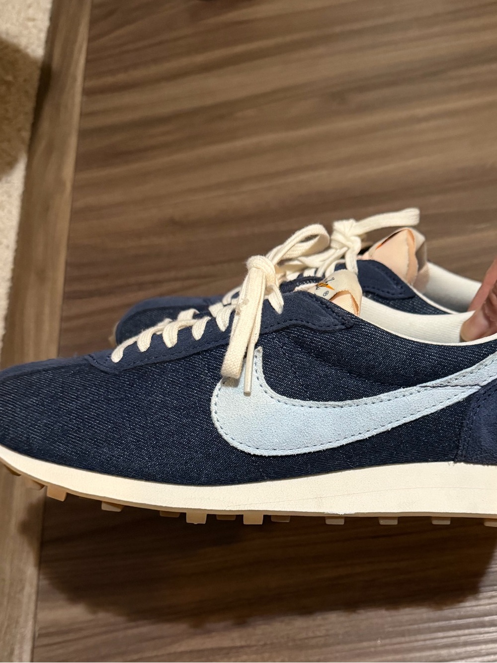 Nike Women’s Navy Denim Suede Sneakers with Cream Laces